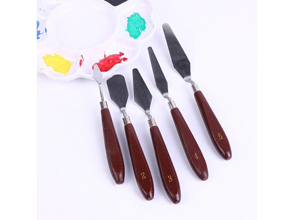Set spatule pictat,  Zola®, 5 bucati, marimi diferite,  ideal pentru vopsea, ulei sau acrilic Set spatule pictat,  Zola®, 5 bucati, marimi diferite,  ideal pentru vopsea, ulei sau acrilic